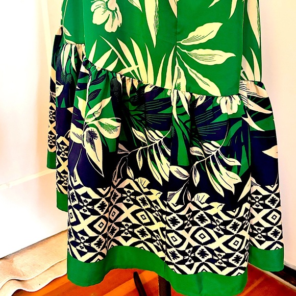 Dresses & Skirts - Jessica Howard Summer Tropical Plus 24W Green Floral Sundress White Lotus Wear